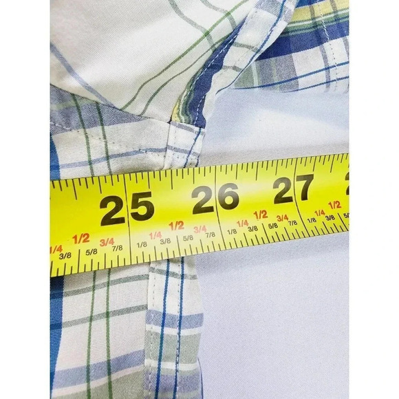J. Crew Size XL Mens Vanilla Green Yellow Check Short Sleeve Cotton Pocket Shirt - Picture 2 of 10